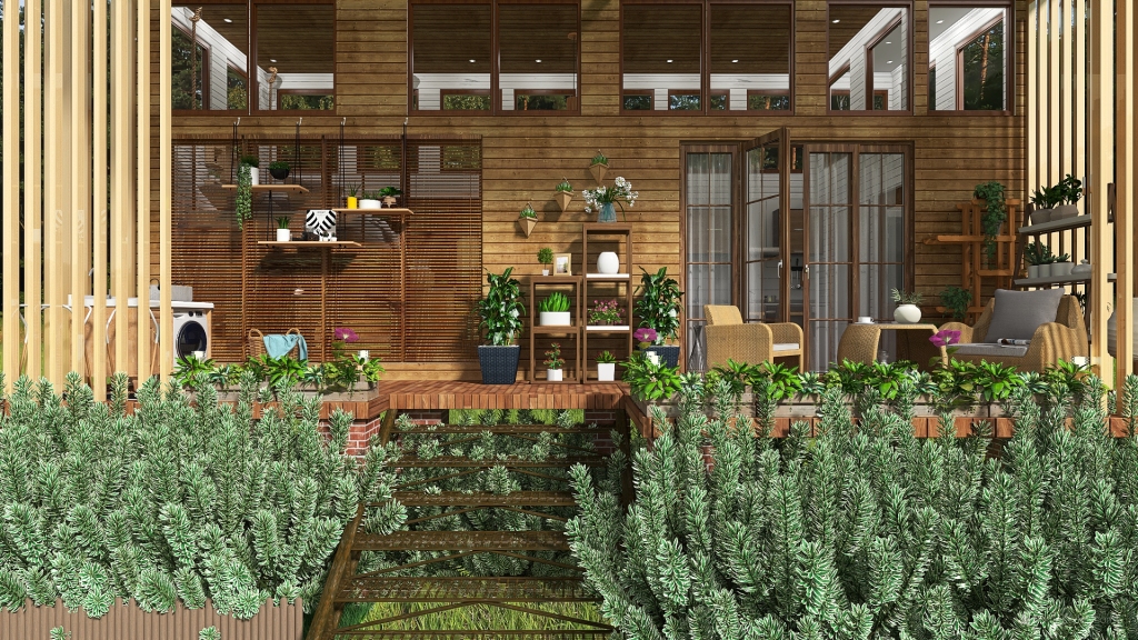 Tropical Grassland Country Farm Tiny Home 3d design renderings
