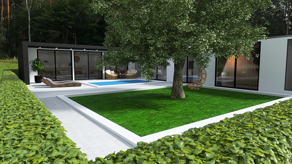 Contemporary Bungalow 3d design renderings