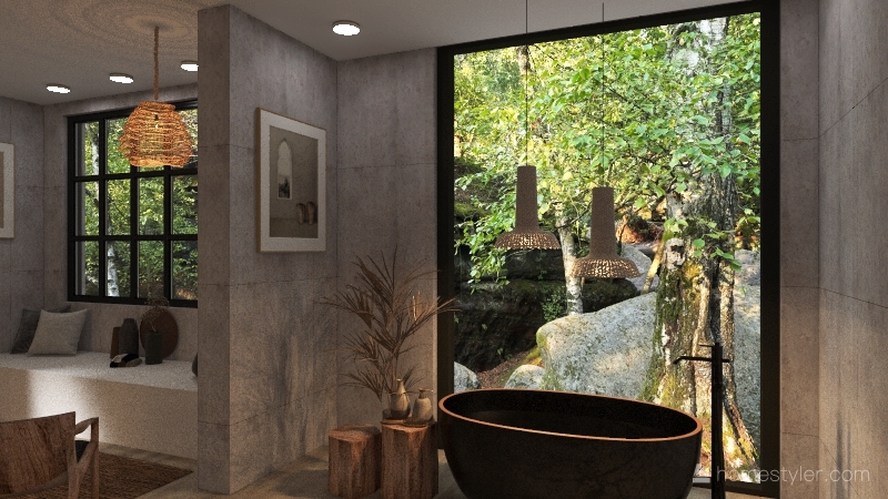 Japandi Master Suite 3d design renderings