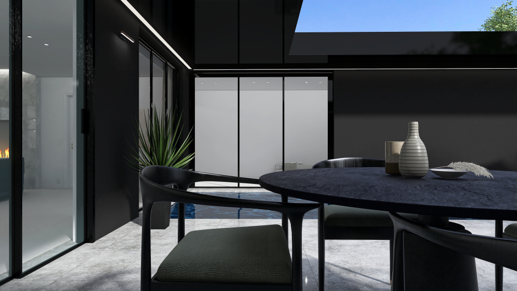 black modern villa 3d design renderings