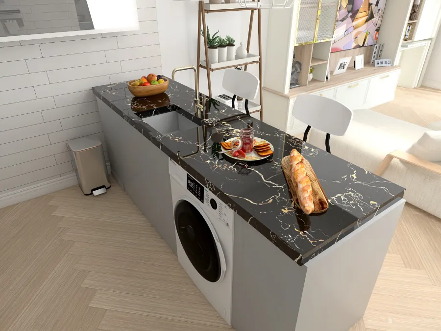 Living, Comedor y Cocina 3d design renderings