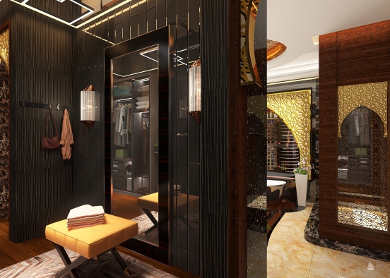 Arabian Inspired - 30sqm Master's Toilet with Walk In Closet Design Rendering