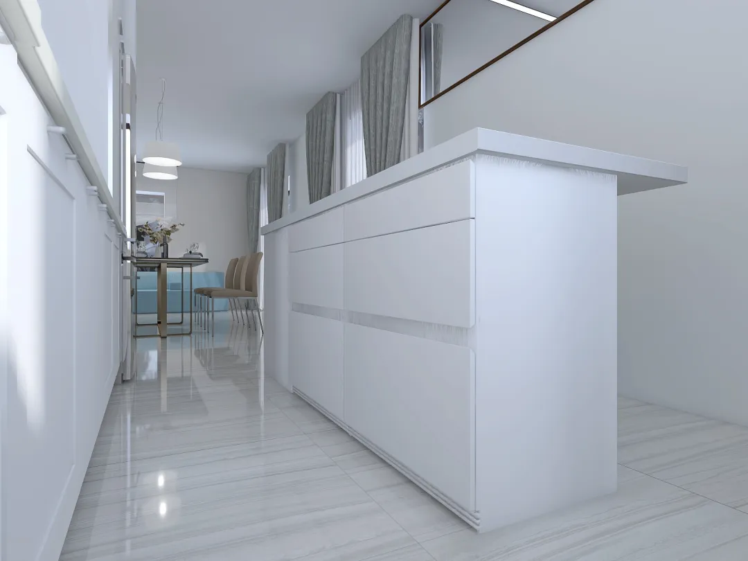 Западный интерьер  угловая кухня 3d design renderings
