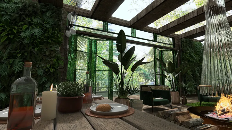 TropicalTheme ColorScemeOther Green Black Terrace 3d design renderings