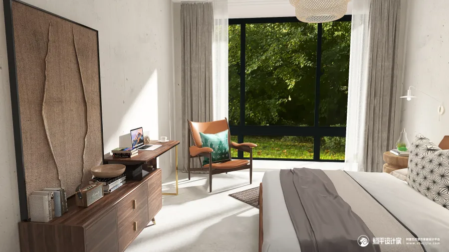 StyleOther Modern WabiSabi ColorScemeOther Beige WoodTones EarthyTones Second Bedroom 3d design renderings
