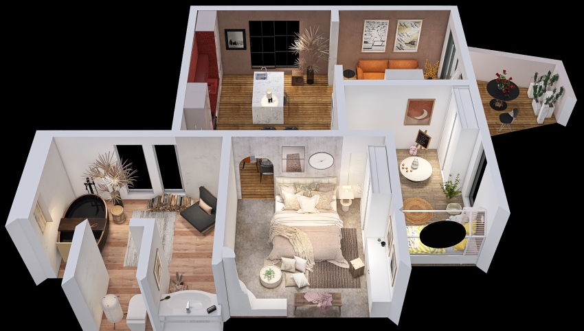 The Japani Tangerine Apartment 3d design picture 105.22