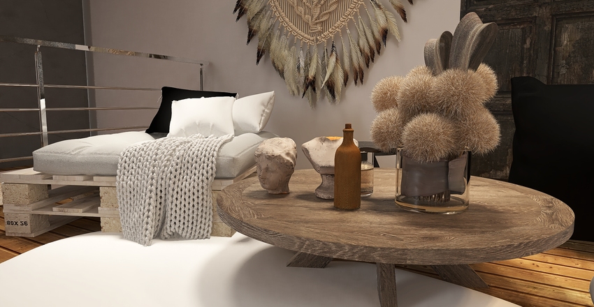 Japandi Influence Interior Design Render