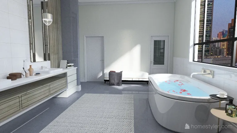sleek modern bathroom 3d design renderings