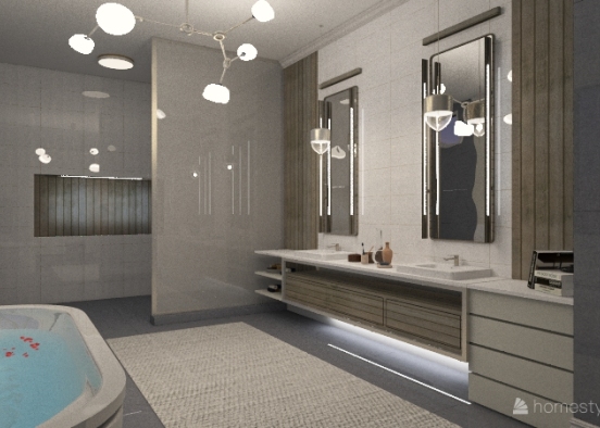 sleek modern bathroom Design Rendering