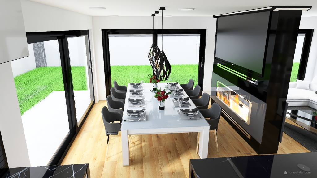 Dnevna soba,Kuhinja, Jedilnica 3d design renderings