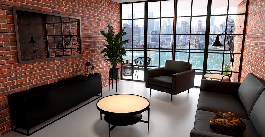 Industrial flat Interior Design Render