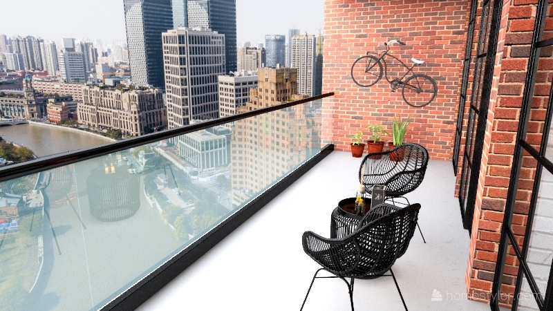 Industrial flat Interior Design Render