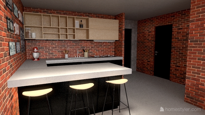 Industrial flat Interior Design Render