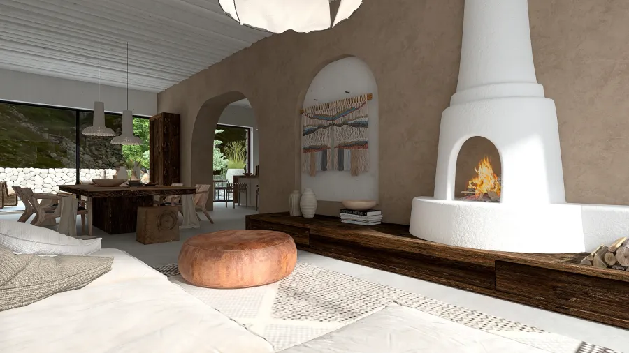 WabiSabi Vieja casa de campo reformada Beige ColorScemeOther EarthyTones 3d design renderings