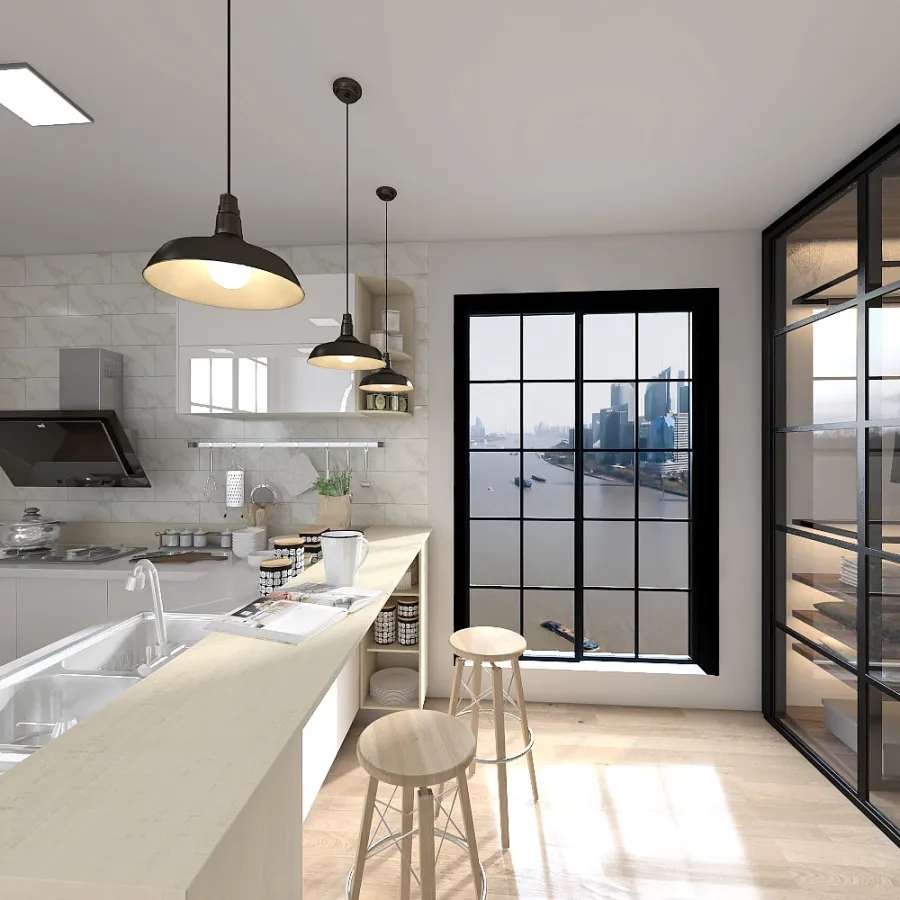 Industrial apartment 3d design renderings