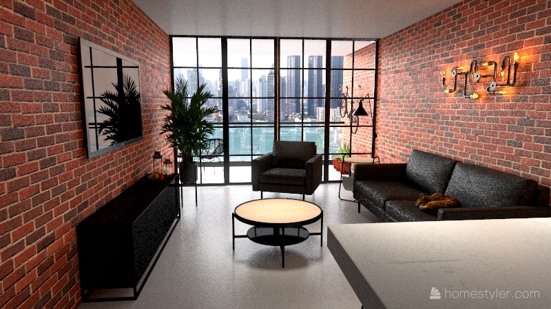 Industrial flat Interior Design Render