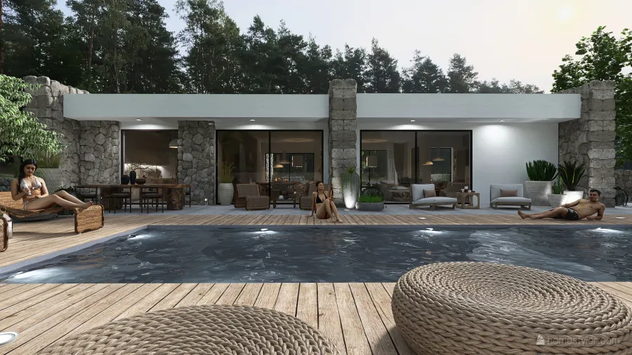 WabiSabi Vieja casa de campo reformada Beige ColorScemeOther EarthyTones 3d design renderings