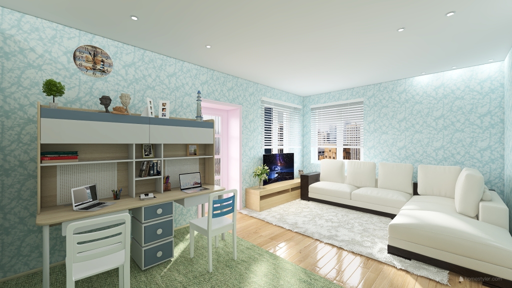 квартира для молодой семьи с дет 3d design renderings