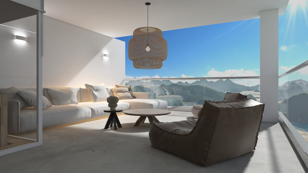 Japandi Glass Apartment 3d design renderings