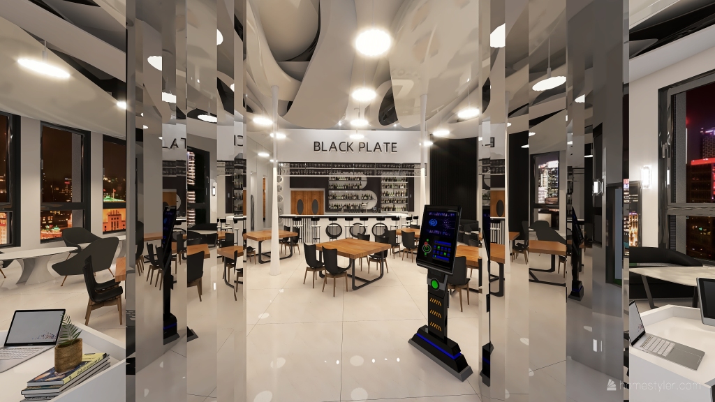 Black Plate Restaurant 3d design renderings