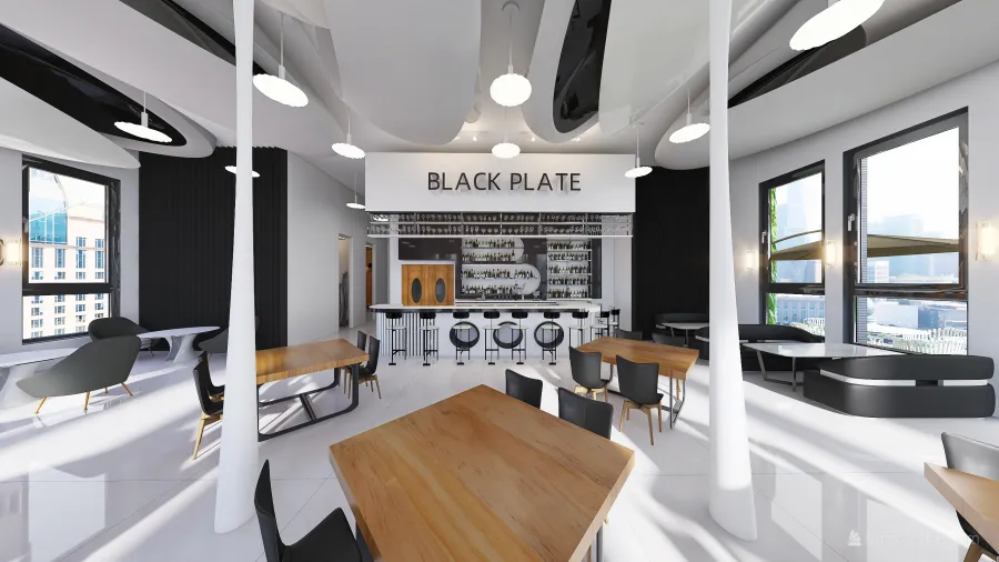 Black Plate Restaurant 3d design renderings