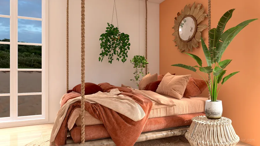 bohemian bedroom 3d design renderings