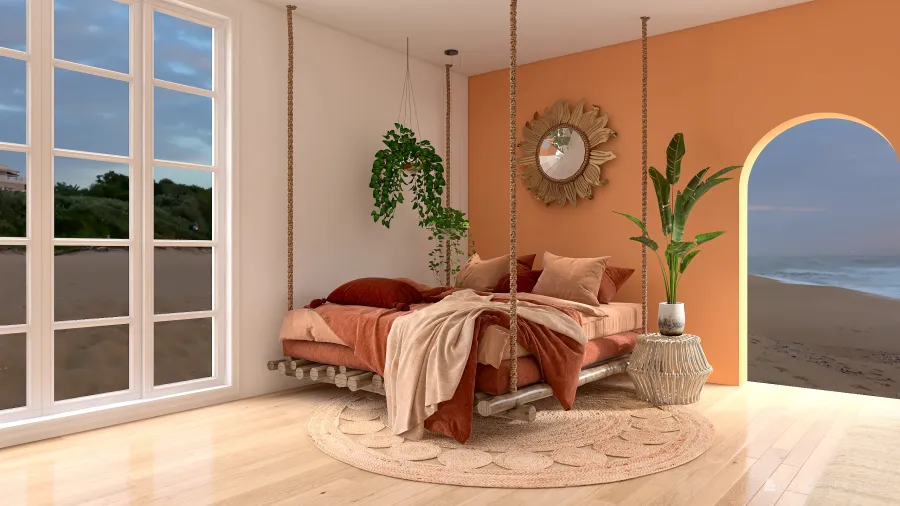 bohemian bedroom 3d design renderings