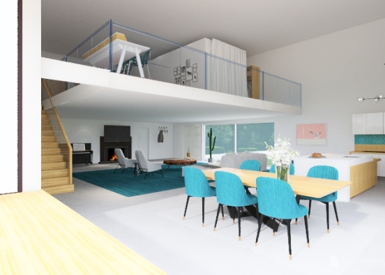 Modern Scandinavian One-room house Design Rendering
