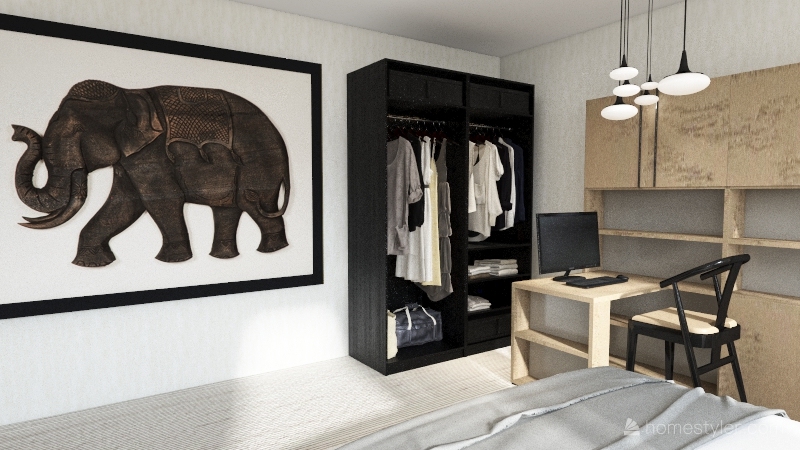 Modern Bedroom (black & white) 3d design renderings