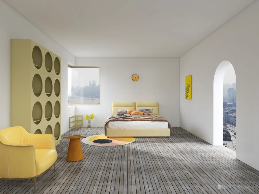 Lemon Yellow Room 3d design renderings