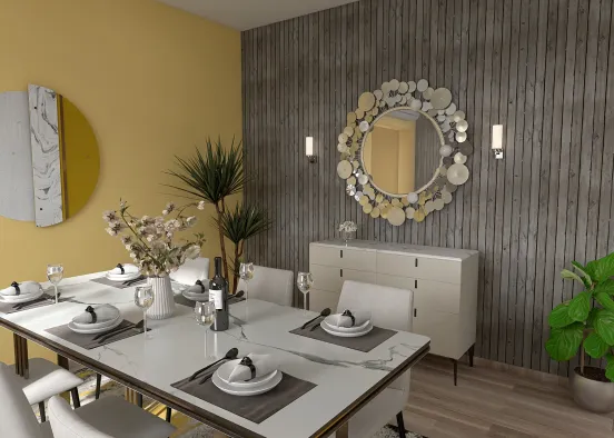 dinning and living Design Rendering