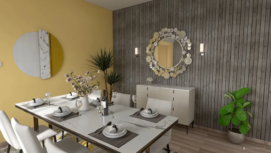 dinning and living 3d design renderings