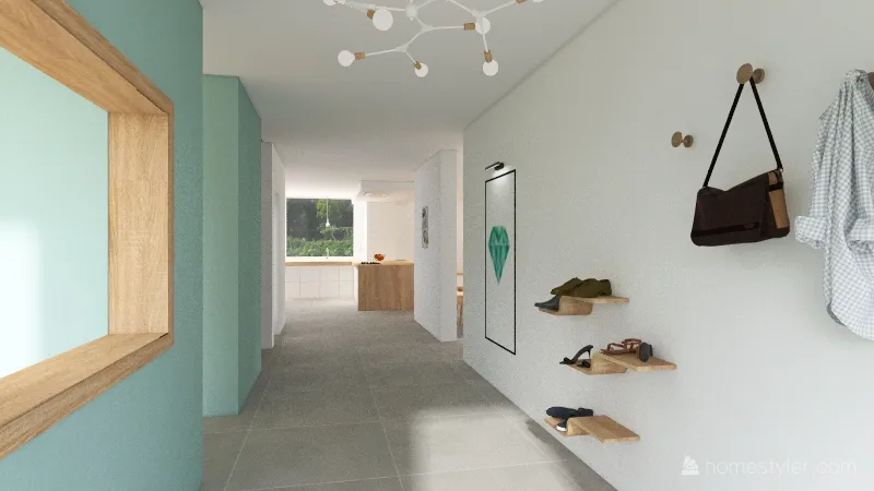 Scandinavian turquoise home 3d design renderings