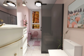 Pink Bathroom  Design Rendering