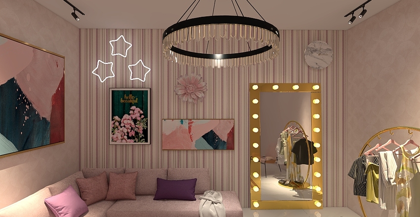 Fun Pink Dressing Room Interior Design Render