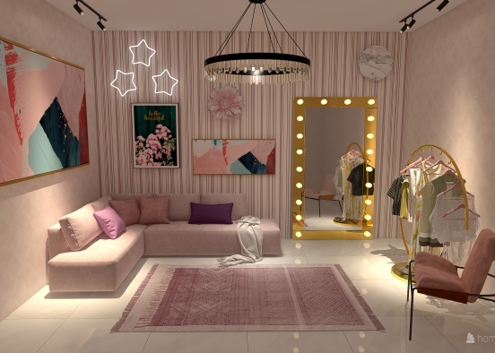 Fun Pink Dressing Room Design Rendering