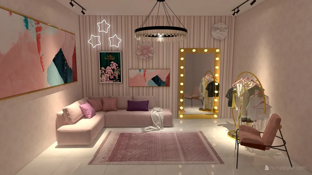 Fun Pink Dressing Room 3d design renderings