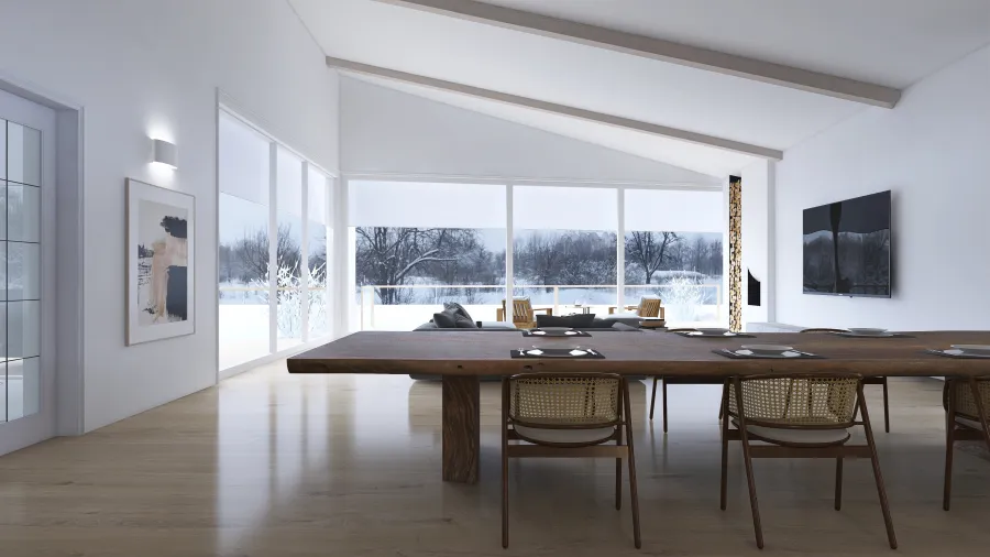 kitchen - living - dining room 3d design renderings