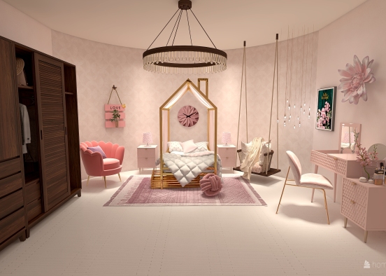 Pink Sakura bedroom Design Rendering
