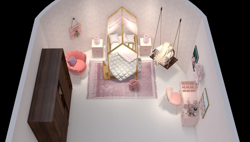 Pink Sakura bedroom 3d design picture 23.88