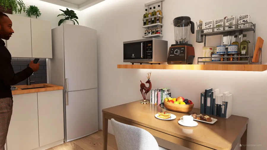 Living   kitchen 3d design renderings