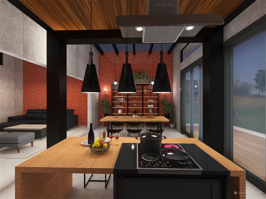 dining and kitchen 3d design renderings