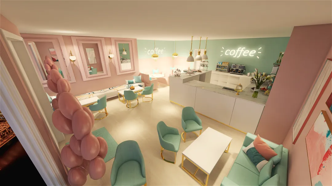ice cream parlour 3d design renderings
