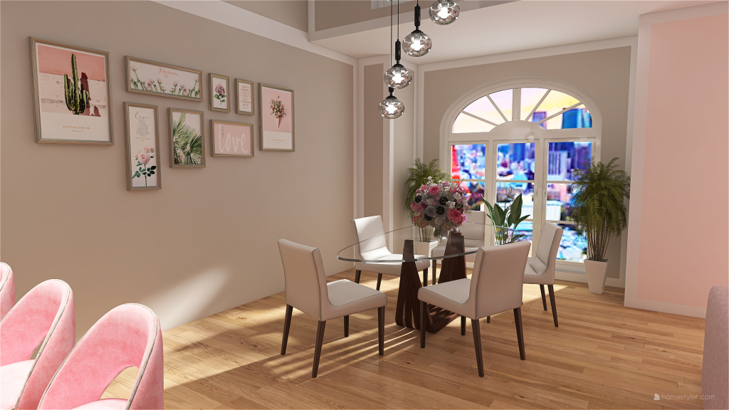 Kitchen, Dining & Living Area 3d design renderings