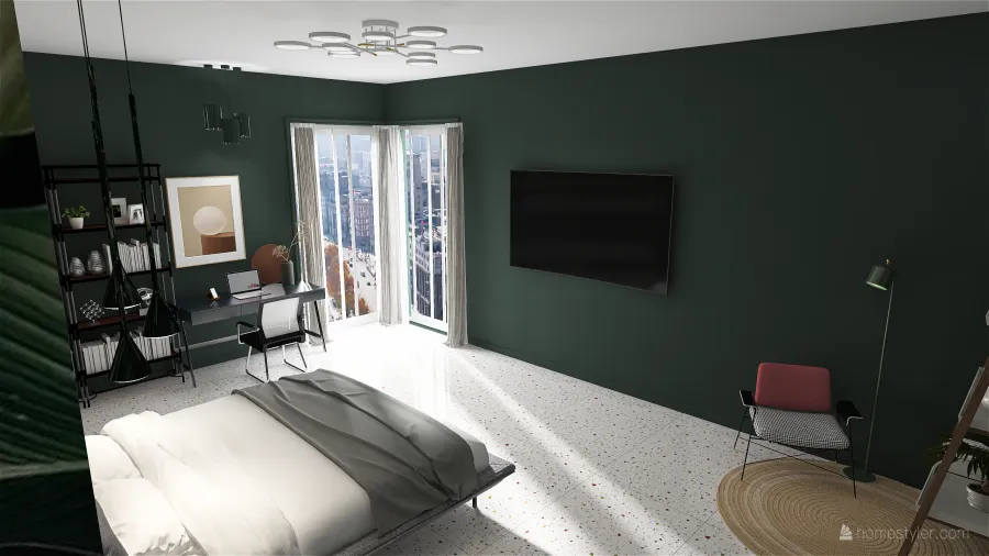 BEDROOM W/ CLOSET 3d design renderings