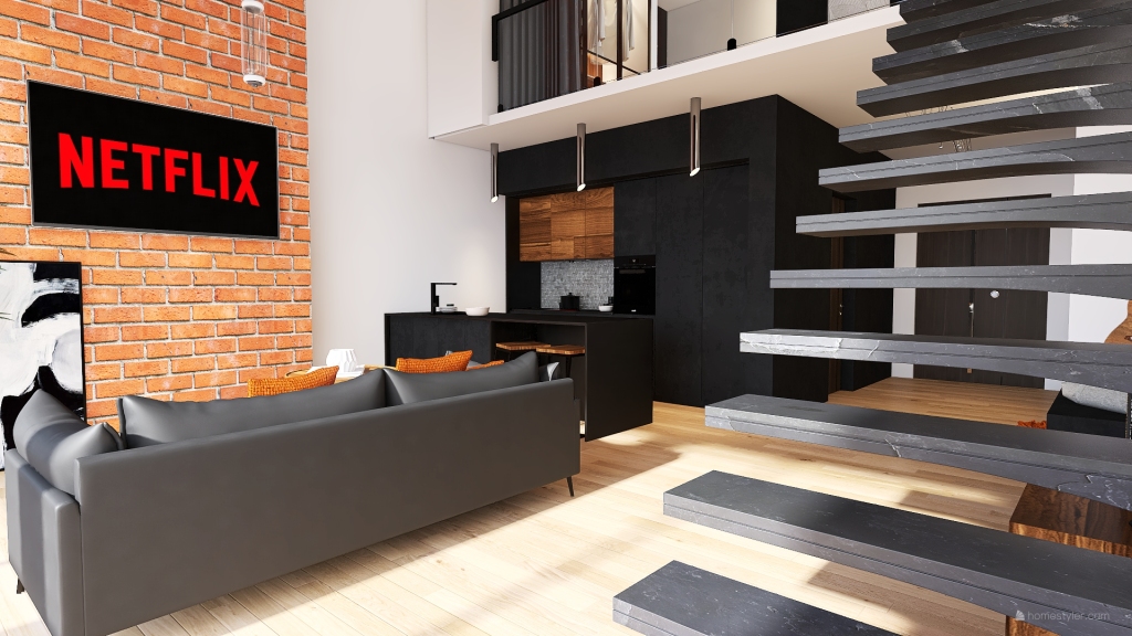 Industrial Loft Apartment 3d design renderings