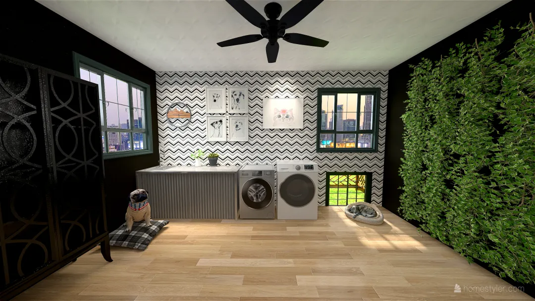 Chic Laundry Room 3d design renderings