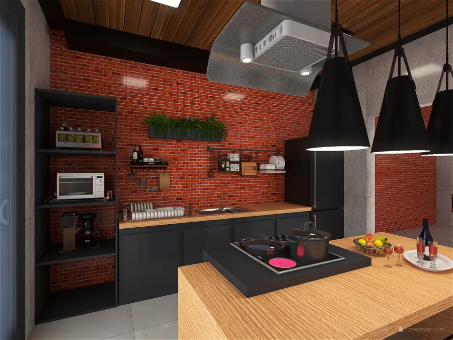 dining and kitchen 3d design renderings