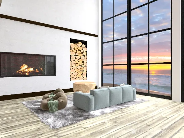 Living Room and Kitchen 3d design renderings
