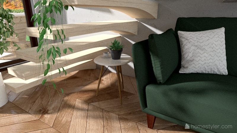 Green theme Interior Design Render